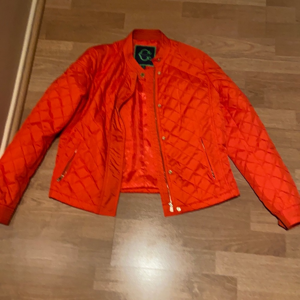 C Wonder Orange Quilted Jacket Small